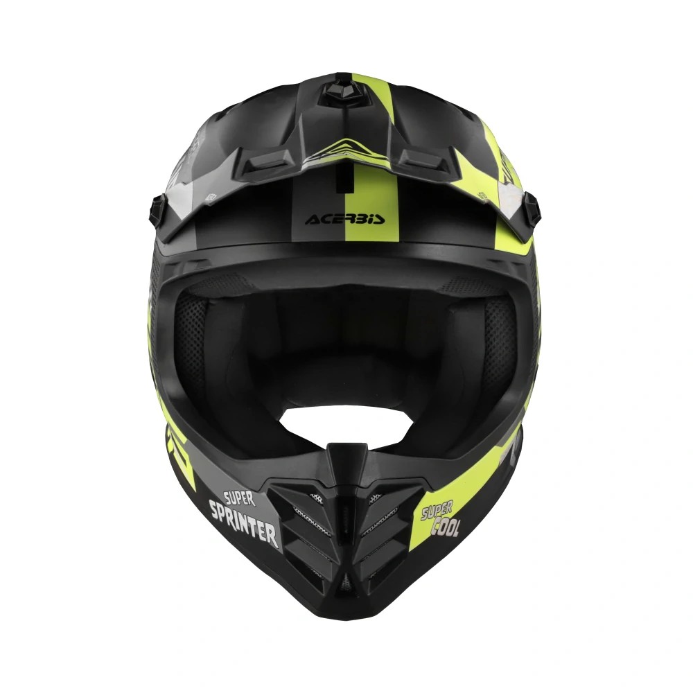 A Dětská motokrosová přilba / MX helma ACERBIS PROFILE JUNIOR barva černá/fluo žlutá matná velikost S pro obvod hlavy 47-48cm 