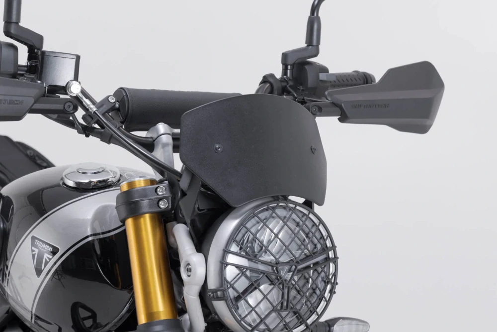 a Hliníkové motocyklové plexi / plexi motocyklu SW-MOTECH WINDSCREEN pro TRIUMPH SCRAMBLER 400 X ABS rok 2024 barva černá 