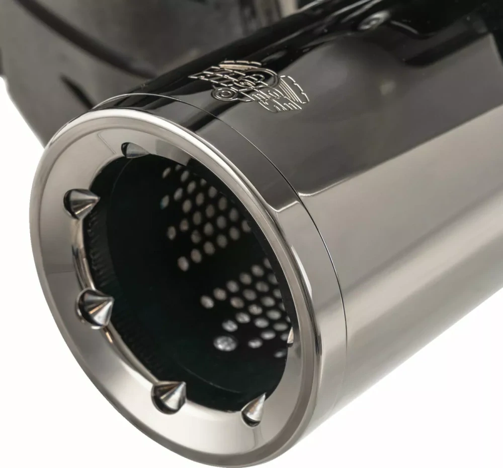 Koncovky výfuku VANCE & HINES HI-OUTPUT SLIP-ONS typ 16468 pro HARLEY DAVIDSON TOURING rok 2017-2023 viz popis, barva tmavý chrom, vnější průměr 11,5 cm (4-1/2") 