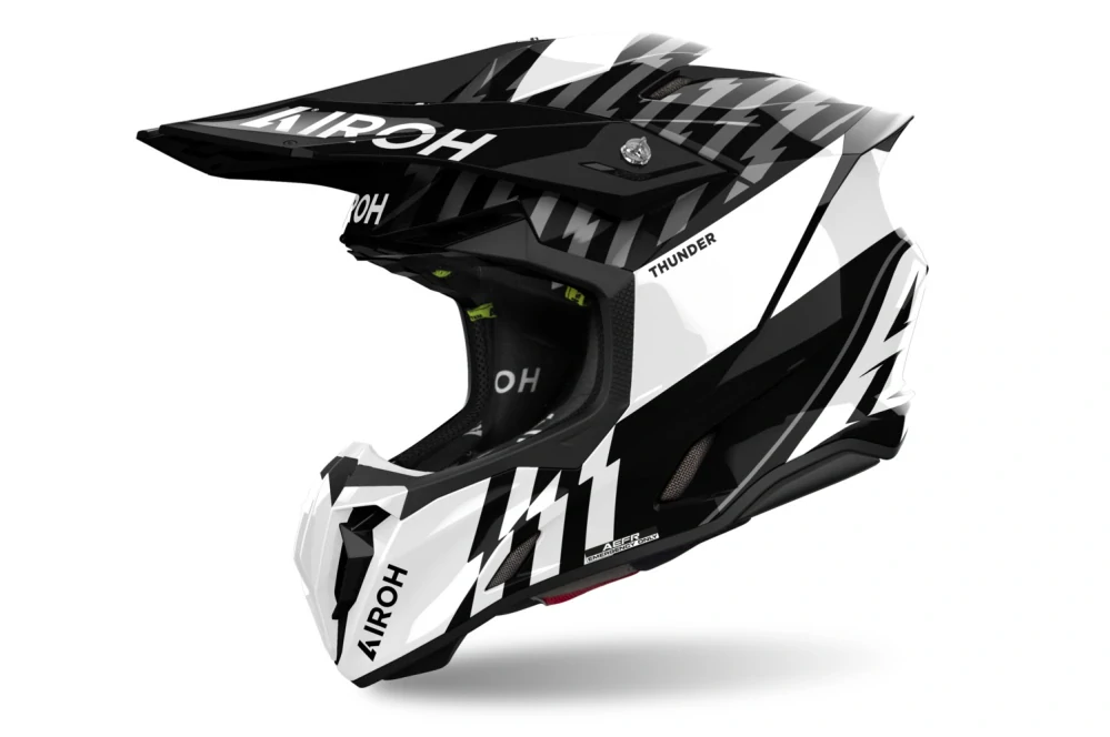 a Motokrosová přilba AIROH TWIST 3 THUNDER barva černá/bílá/šedá lesklá, velikost XXL pro obvod hlavy 63 cm