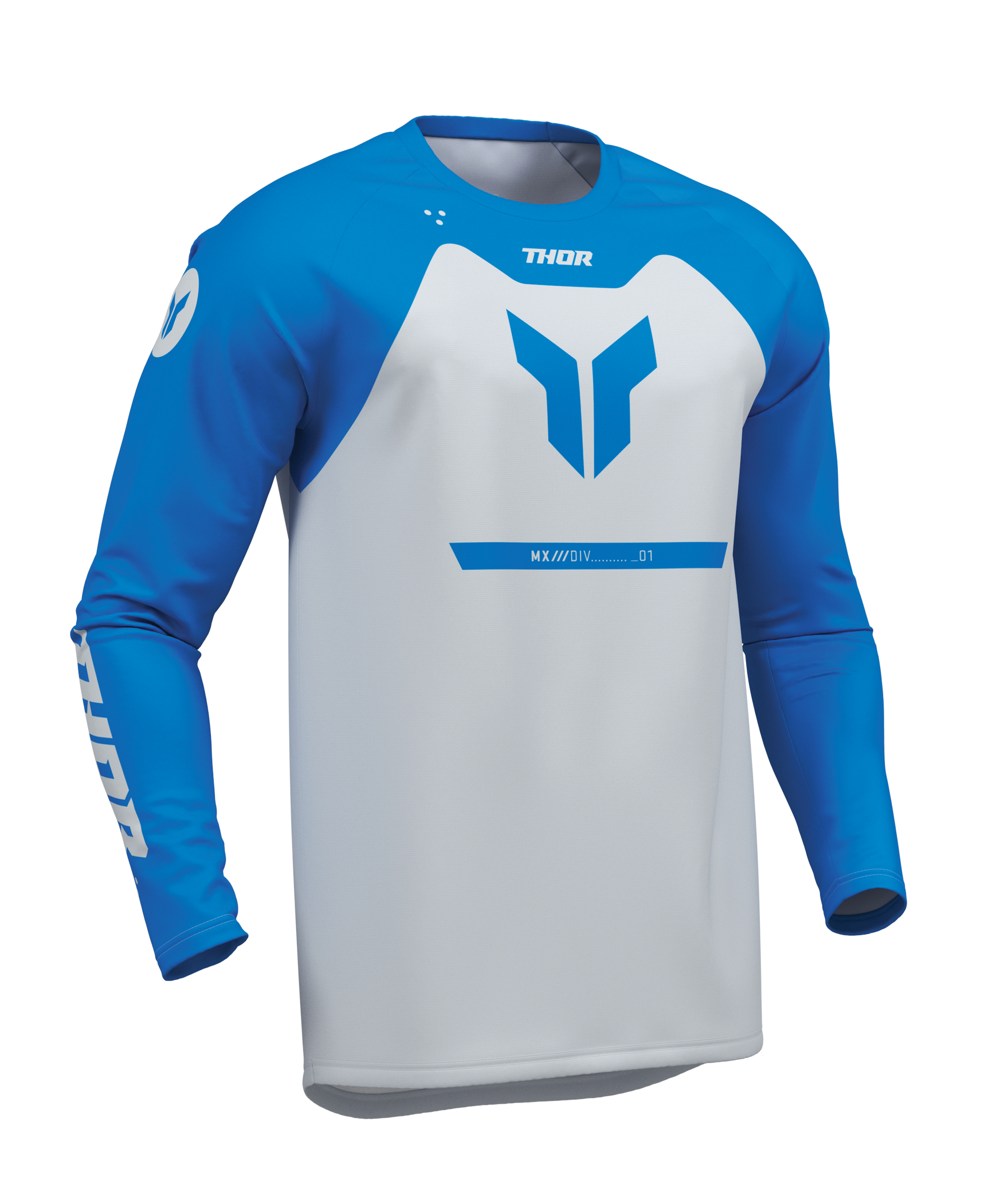 A Dětský motokrosový komplet kalhot a dresu THOR RIDEMODE RACEWEAR MENACE barva modrá/bílá velikost 20+XS