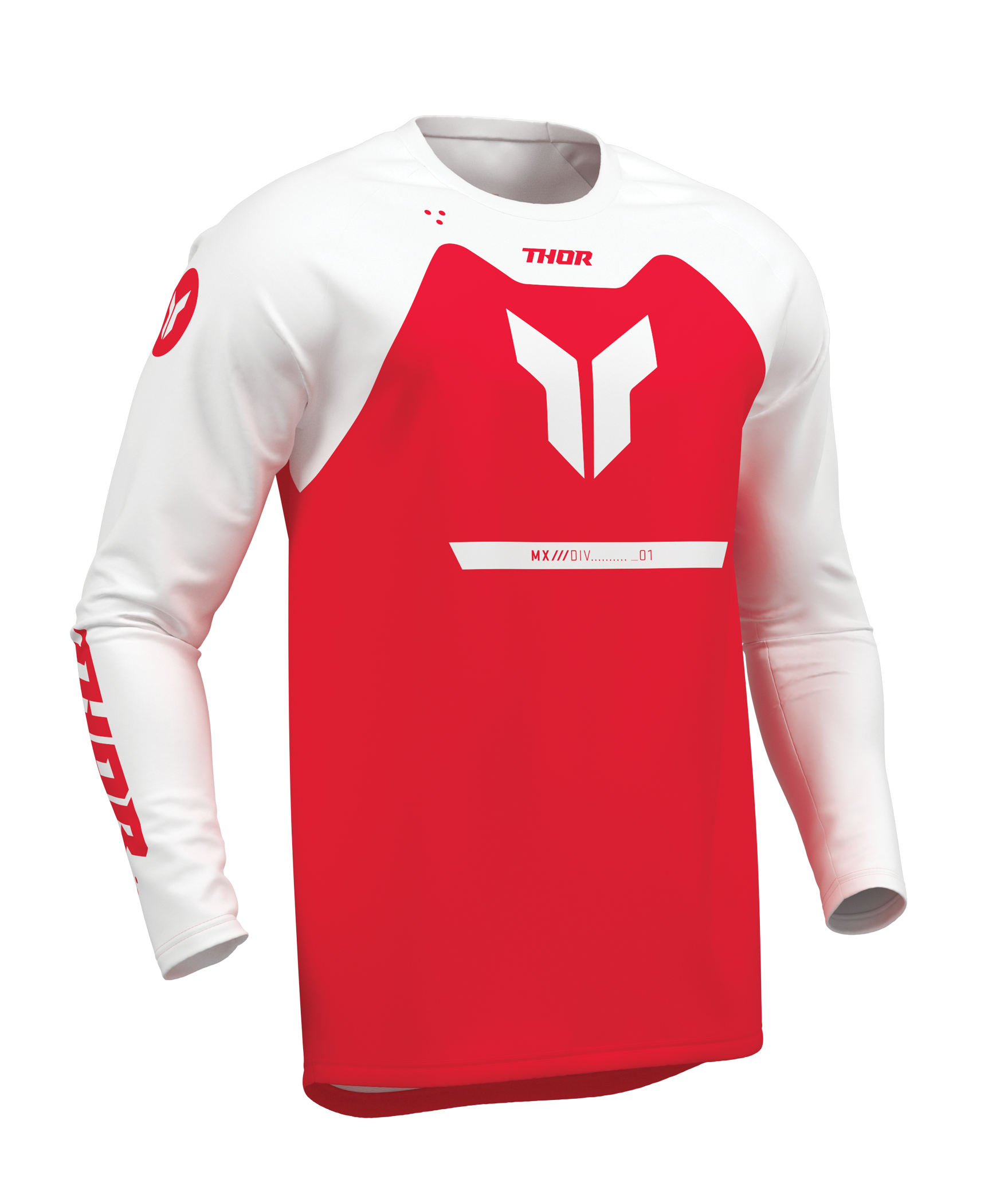 Dětský motokrosový komplet kalhot a dresu THOR RIDEMODE RACEWEAR MENACE barva červená/bílá