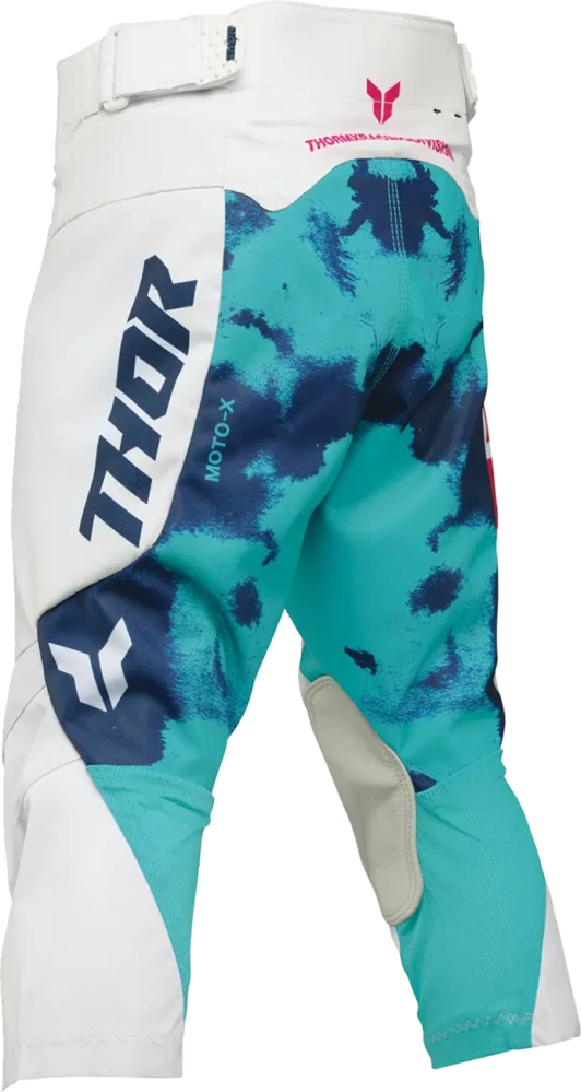 Dětský sportovní motokrosové kalhoty THOR LAUNCHMODE RACEWEAR BLEACH barva bílá/aqua