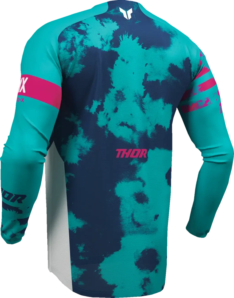 Dětský sportovní motokrosový / MTB dres THOR LAUNCHMODE RACEWEAR BLEACH barva bílá/aqua