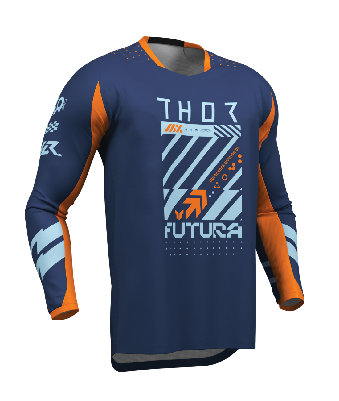 a Motokrosový / enduro komplet kalhot a dresu THOR LAUNCHMODE FUTURA barva navy/oranžová velikost 34+L 
