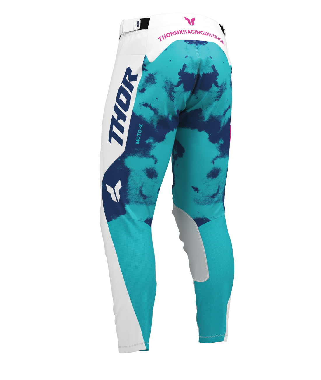 Motokrosové / enduro kalhoty THOR LAUNCHMODE BLEACH barva bílá/aqua