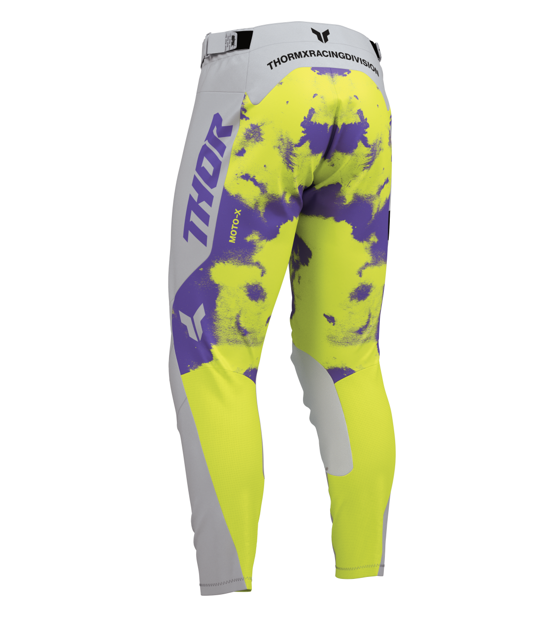 Motokrosové / enduro kalhoty THOR LAUNCHMODE BLEACH barva šedá/acid/fialová
