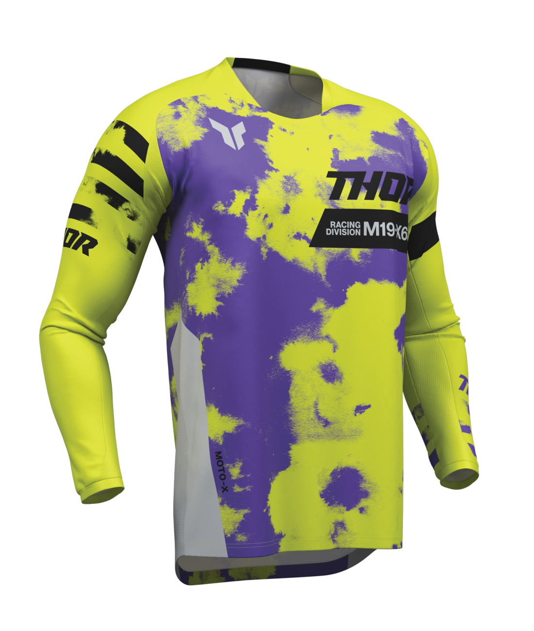 Motokrosový / enduro komplet kalhot a dresu THOR LAUNCHMODE BLEACH barva šedá/acid/fialová