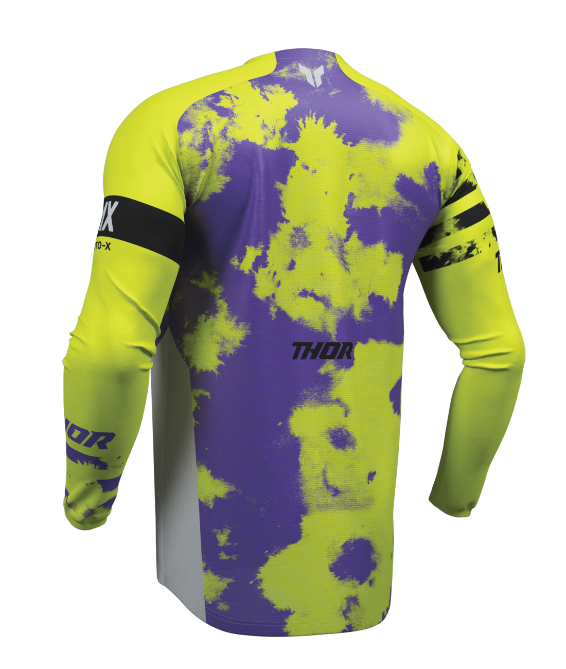 Motokrosový / enduro dres THOR LAUNCHMODE BLEACH barva šedá/acid/fialová