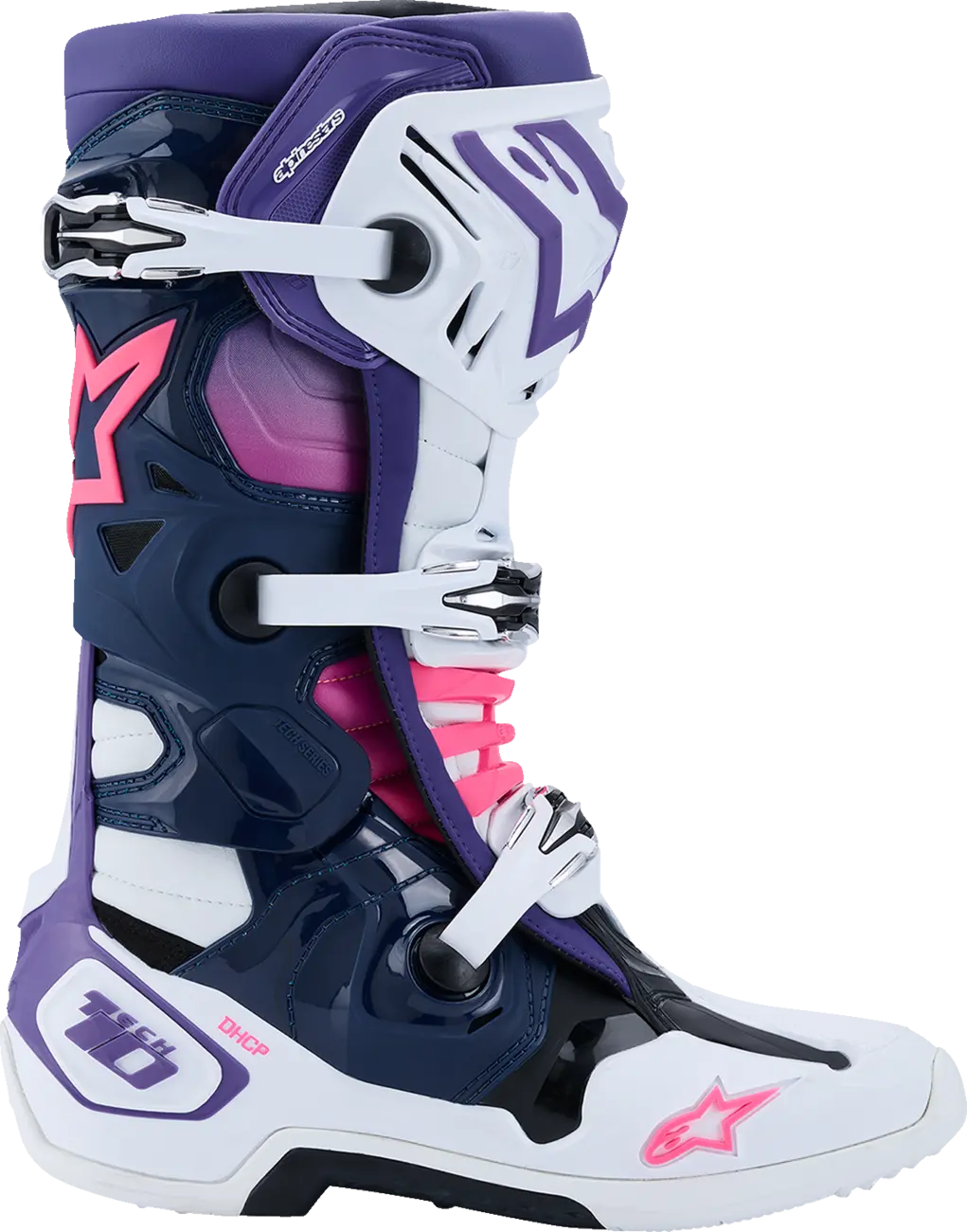 Motokrosové boty s vnitřní botičkou ALPINESTARS TECH 10 barva bílá/fialová/růžová 26