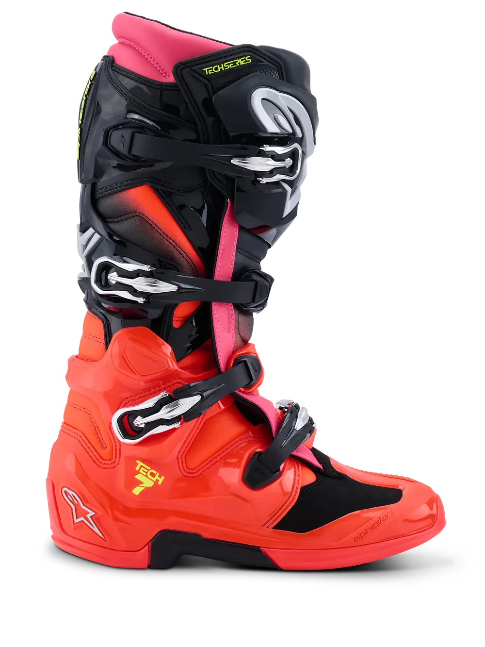 Motokrosové boty / mx obuv ALPINESTARS TECH 7 / 2012025-1576 barva černá/červená fluo/růžová 26
