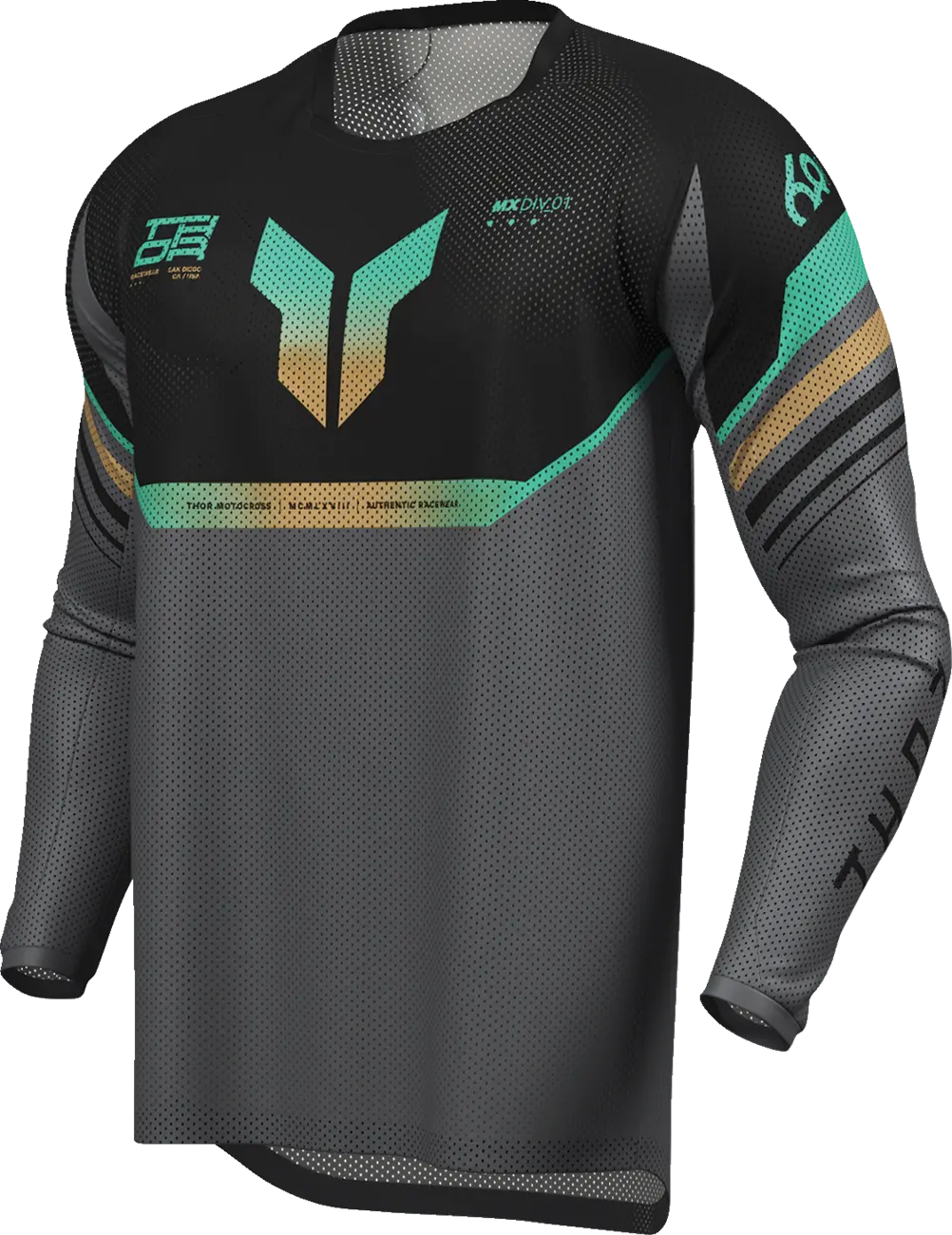 Ventilační motokrosový / enduro dres THOR LAUNCHMODE VENTED AIR RAPTOR barva midnigt/šedá 