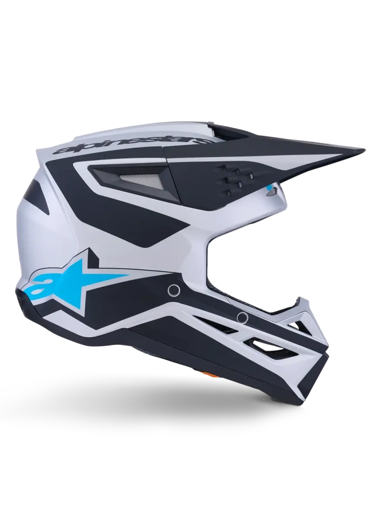Motokrosová přilba ALPINESTARS SM3 / SM-3 / S-M3 / 8300926-1949 HEAT stříbrná/modrá/černá