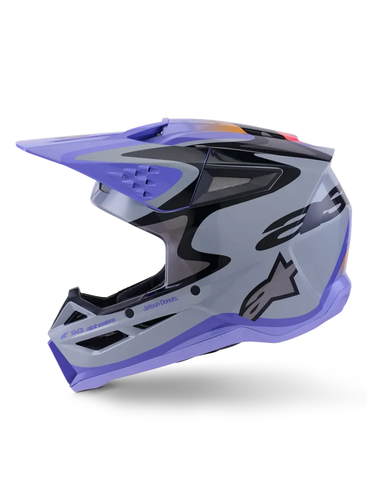 Motokrosová přilba ALPINESTARS SM3 / SM-3 / S-M3 / 8302726-9277 JETTSON barva šedá/fialová/černá