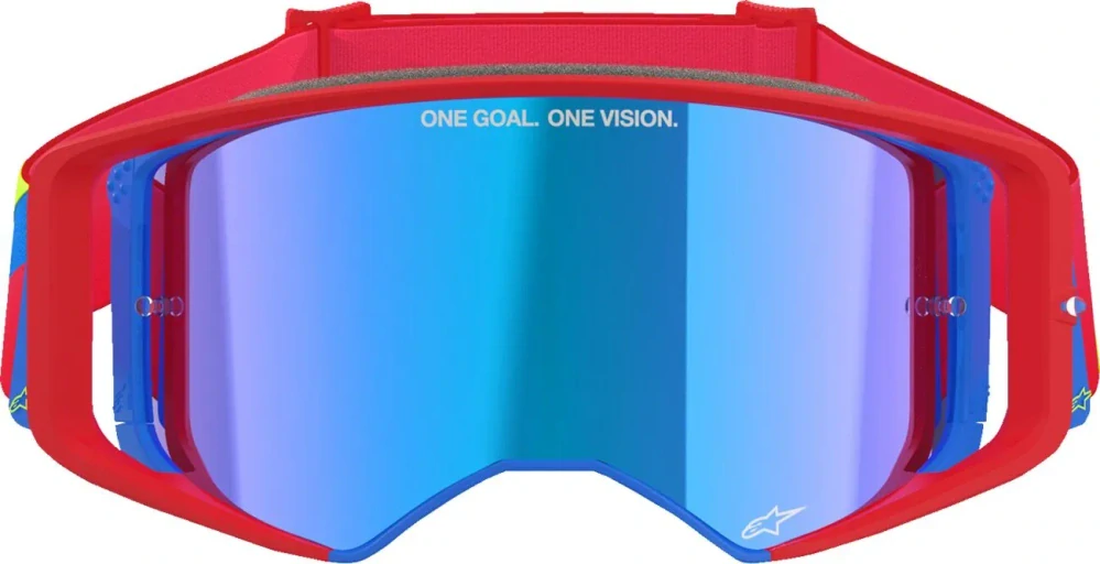Motokrosové / enduro brýle ALPINESTARS GOGGLE SUPERTECH CORP 5100325-3055 barva červená/modrá, modré zrcadlové plexi 