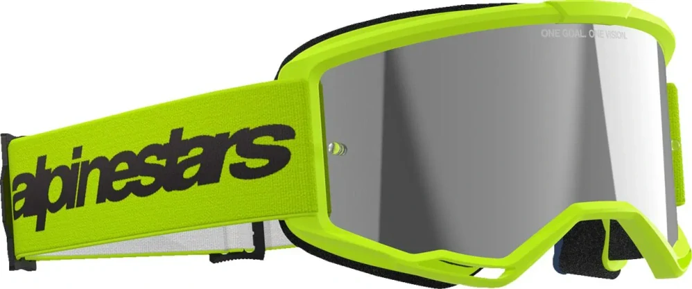 Motokrosové / enduro brýle ALPINESTARS VISION 3 WORDMARK ŽLUTÁ FLOU 5103225-5299 se zrcadlovým objektivem 