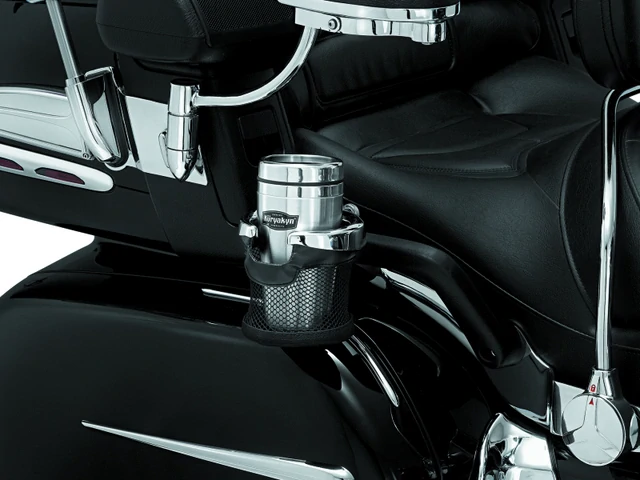Držák na pití pro spolujezdce pro upevnění na motocykl KURYAKYN PASSENGER DRINK HOLDER pro HONDA GL 1800 GOLD WING rok 2001-2017 / HONDA F6B rok 2013 -2016 barva chromová