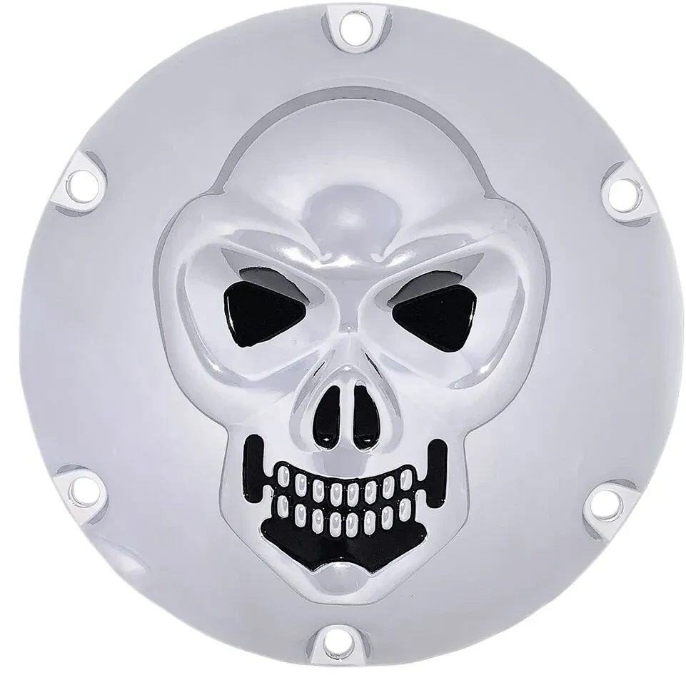 3D kryt spojkového víka DRAG SPECIALTIES pro HARLEY DAVIDSON XL rok 2004-2022 viz popis, barva chromová/černá výplň lebky