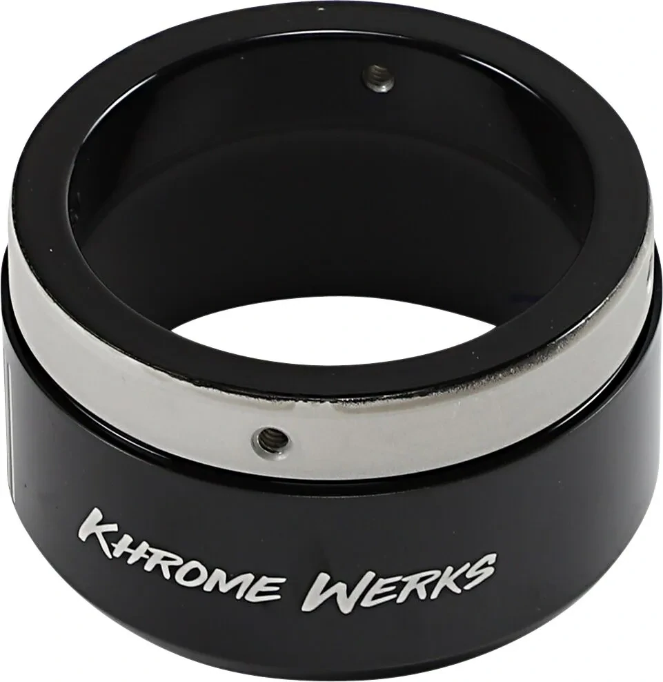 Zakončení koncovky výfuku KHROME WERKS pro výfuky s vnějším průměrem 11,5 cm (4,5") BLACK POWDERCOATED KLASSIC TIP pozice umístění levá strana