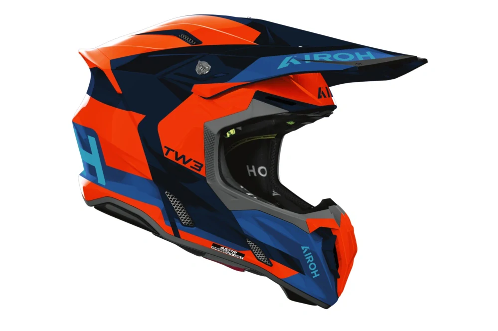 Motokrosová přilba AIROH TWIST 3 FANCY barva oranžová fluo/modrá