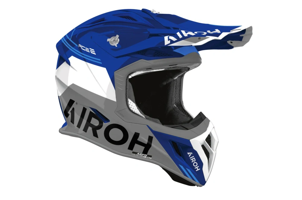 Motokrosová přilba AIROH AVIATOR ACE 2 FURY barva modrá/šedá lesklá