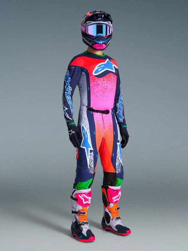 Limitovaná edice-motokrosové kalhoty ALPINESTARS SUPERTECH TOMAC LIMITED EDITION RECORDS COLLECTION (šedá/multicolor) 2026