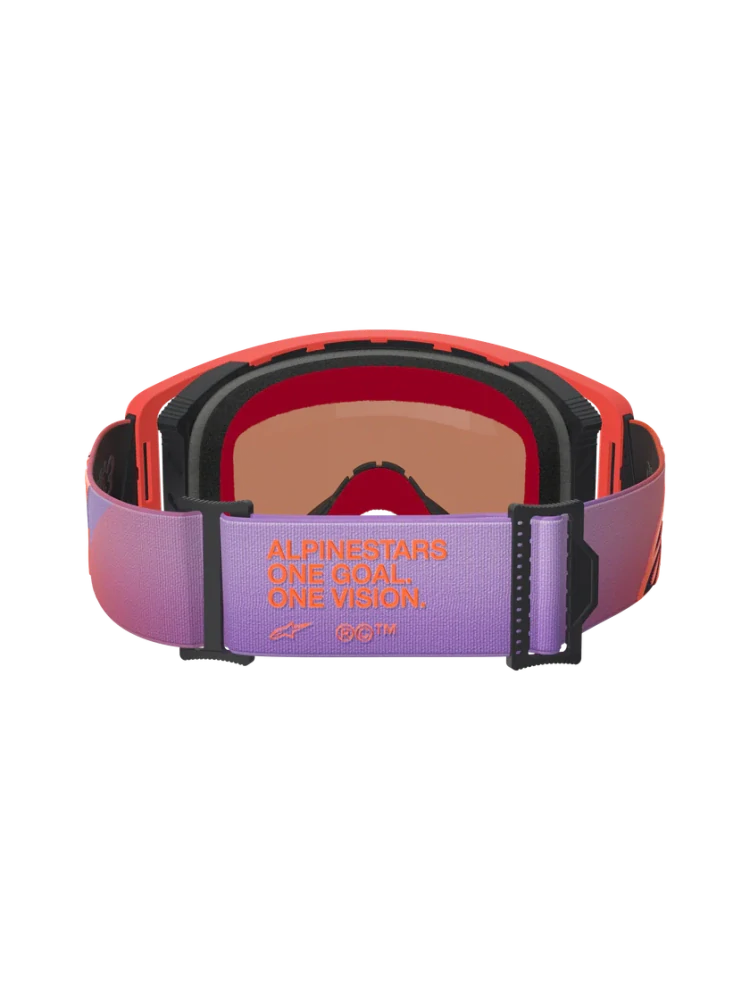 Motokrosové / enduro brýle ALPINESTARS GOGGLE SUPERTECH VISION CORP 5100326-414 barva hot coral/fialová, modré zrcadlové plexi 