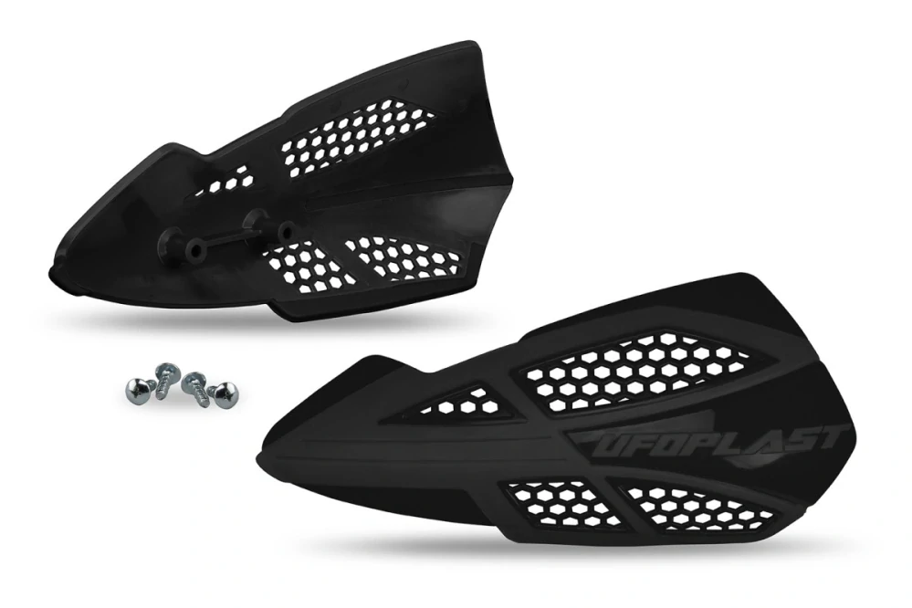 Odolné kryty páček motocyklu / chrániče rukou UFO VOYAGER HANDGUARDS černá pár / bez montážní sady