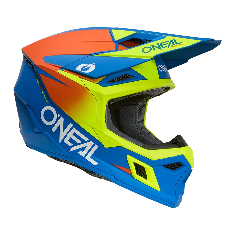 a Dětská motokrosová přilba ONEAL 3 SRS SOLID barva modrá/neonově žlutá velikost XL