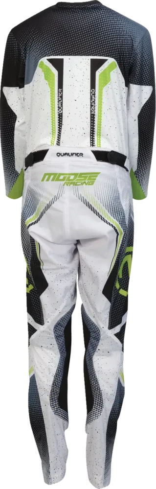 Dětský motokrosový-enduro komplet kalhot a dresu MOOSE OFFROAD QUALIFIER barva bílá/šedá/černá/zelená  