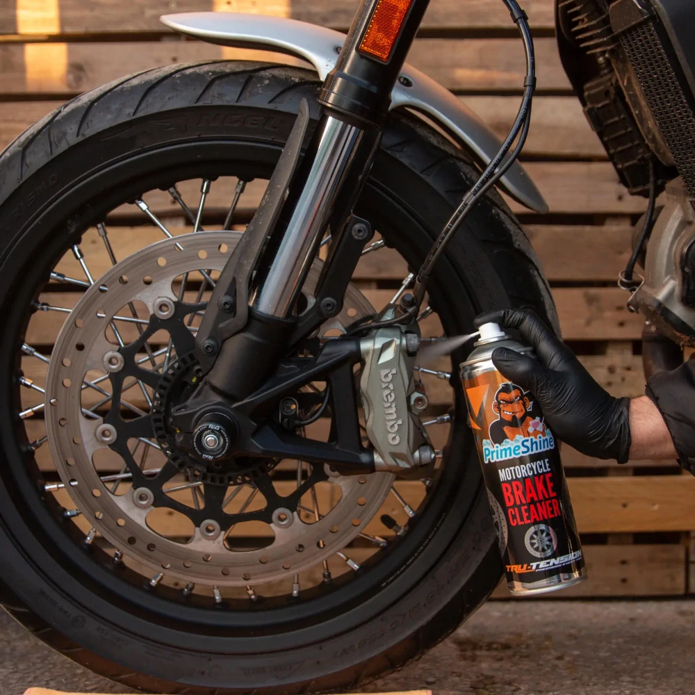 Čistič brzd / sprej pro čištění brzdových komponentů motocyklů TRU TENSION PRIMESHINE MOTORCYCLE BRAKE CLEANER M009 balení 500 ml 