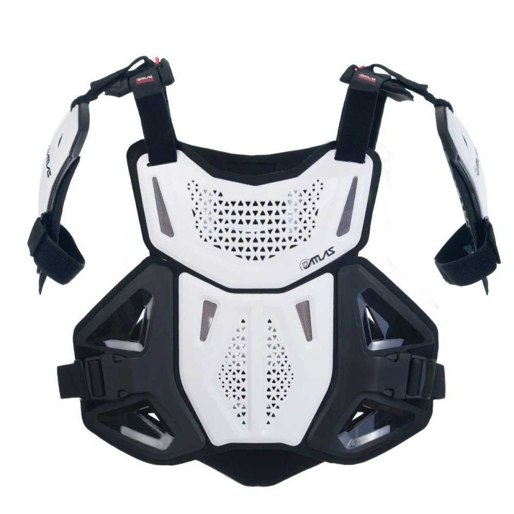 Motokrosový chránič hrudníku, zad a ramen ATLAS DEFENDER PLUS CE LEVEL 1 (CERTIFIKACE) barva bílá, velikost S/M pro výšku jezdce 162–173 cm