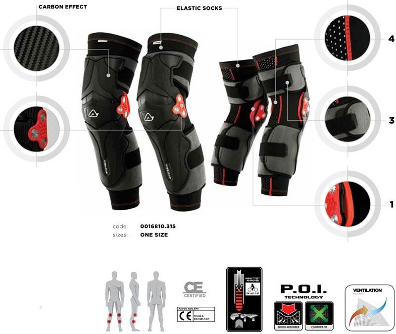 Kolenní chrániče /chrániče kolen ACERBIS X-STRONG KNEE černá/červená