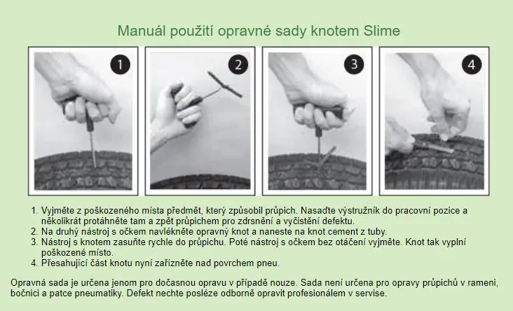 A Opravná sada na lepení pneu SLIME REAMER PLUGGER T-HANDLE