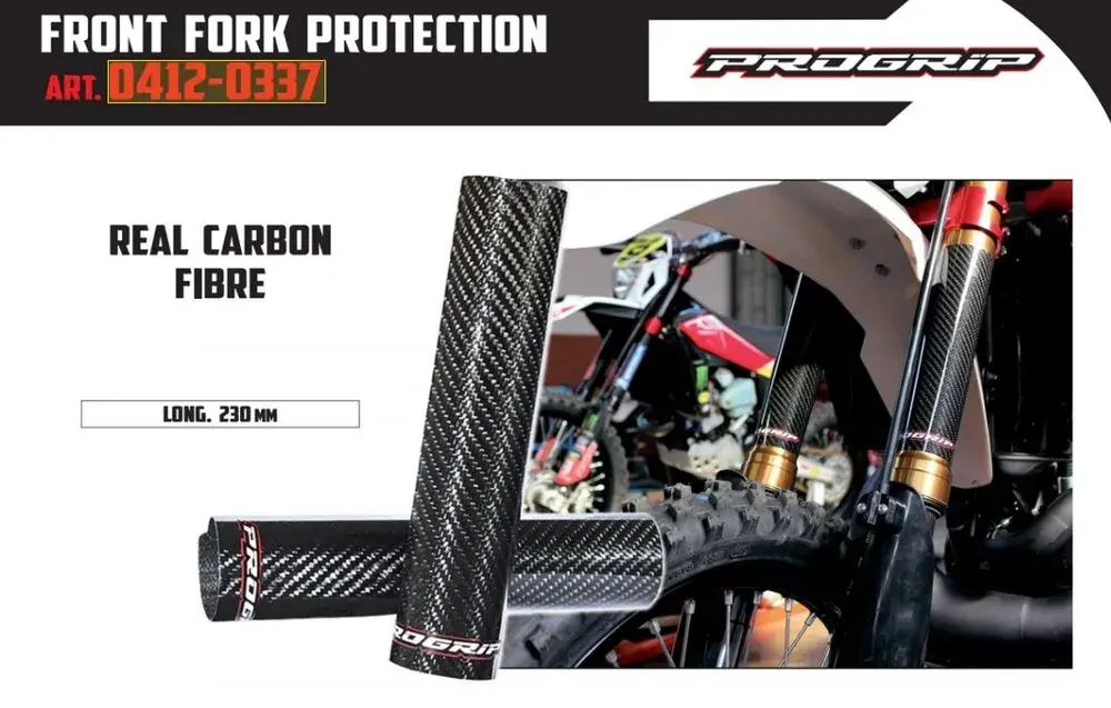 Carbonové/karbonové kryty tlumičů PROGRIP CARBON FIBER FORK GUARS délka 230 mm - pár