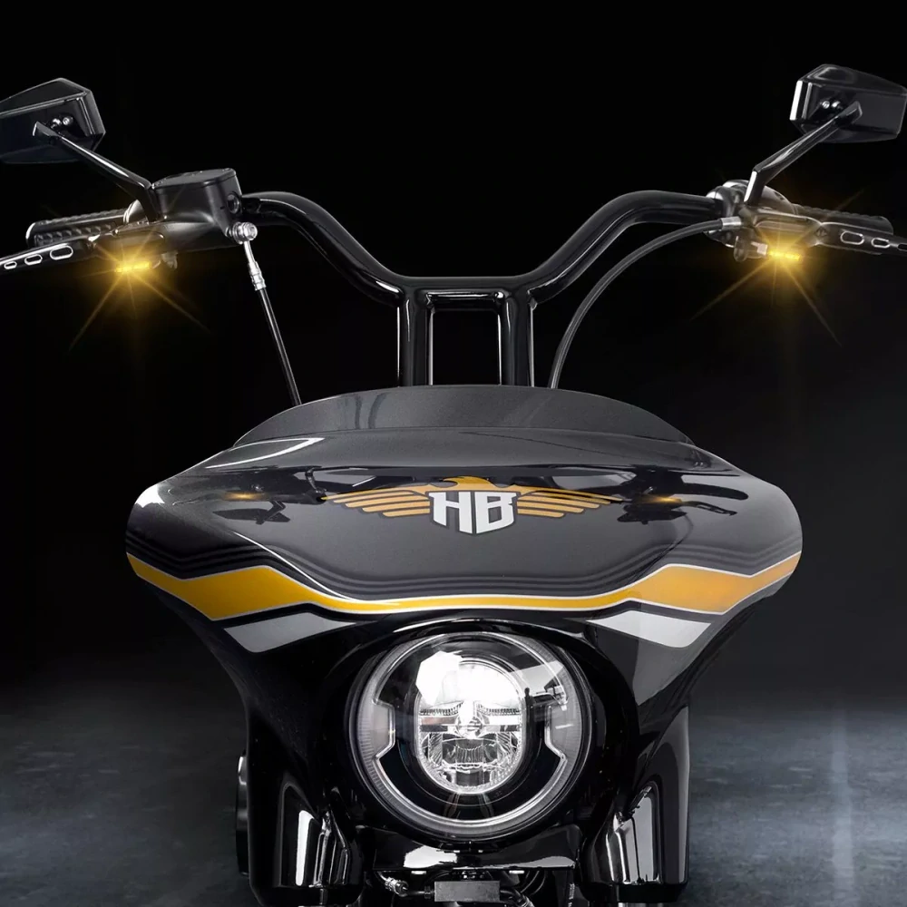 Led blinkry na řidítka motocyklu HEINZ BIKES TURN SIGNALS pro HARLEY DAVIDSON FXSE ( PRO STREET BREAKOUT, CVO A FXSBSE BREAKOUT CVO W ) HYDRAULICKÁ SPOJKA 2016-2017 barva černá  