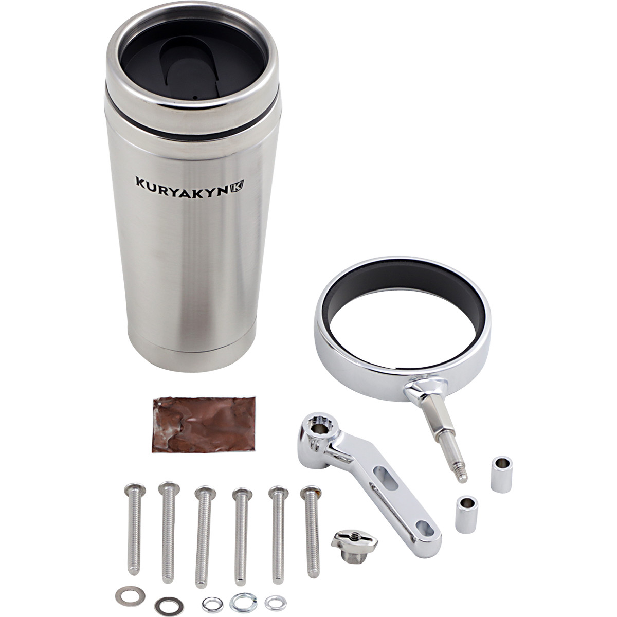 Držák na pití s hrnkem na řidítka motocyklu KURYAKYN UNIVRSAL DRINK HOLDERS chromový