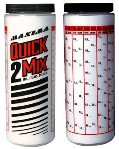 A Odměrka - nádobka pro přesné míchání oleje do benzínu MAXIMA QUICK-2- MIX OIL/GAS MIXING BOOTLE