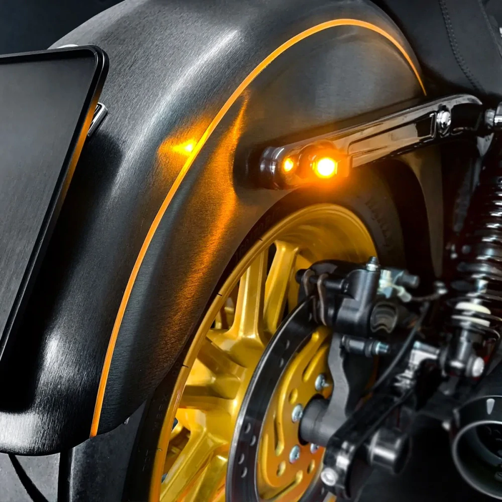 Blinkry motocyklu HEINZ BIKES pro HARLEY DAVIDSON modely 1993-2020 , barva chromová, pár 