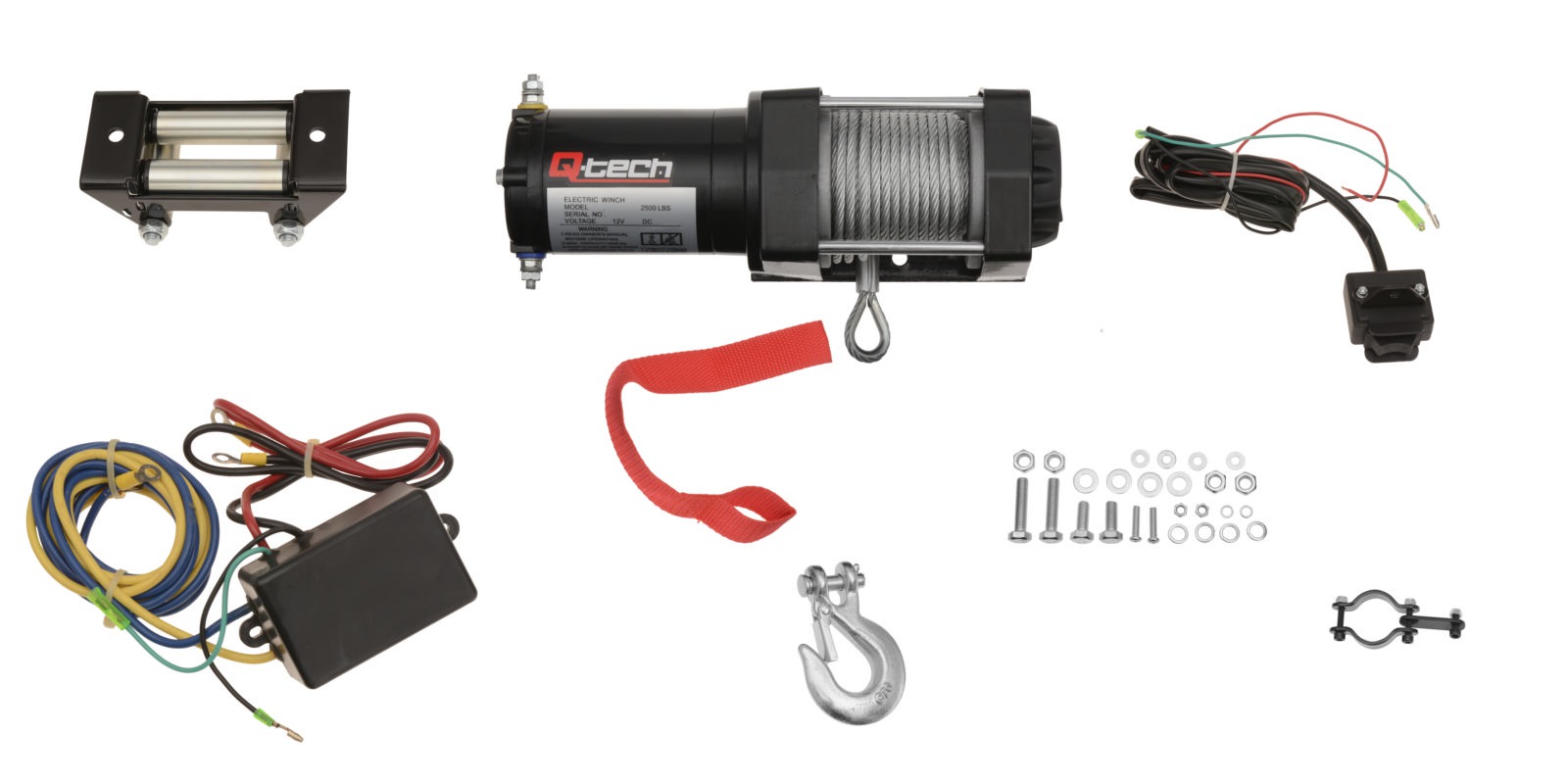 Univerzální výkonný naviják pro běžné ATV / UTV Q-TECH  S OCELOVÝM LANEM, TAŽNÁ SÍLA 1 134 KG