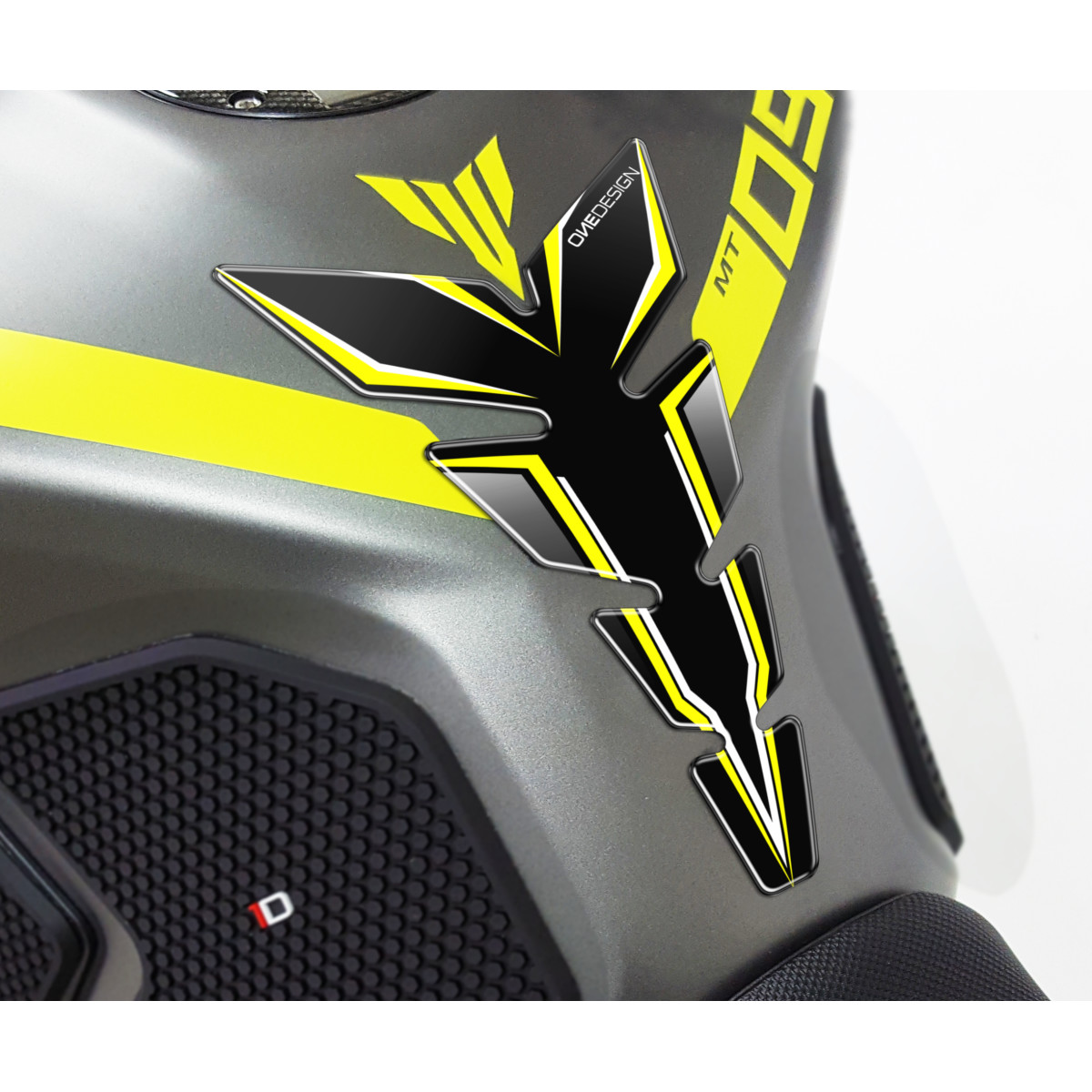 Samolepka - tank pad na nádrž motocyklu ONEDESIGN TANKPAD MOON FLUO ŽLUTÁ rozměr 134mm x 223mm