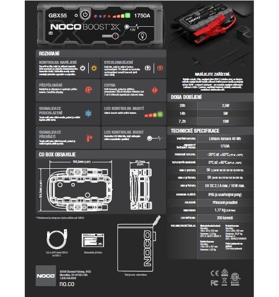 STARTOVACÍ ZDROJ NOCO GENIUS BOOST GBX55 12V 1750A