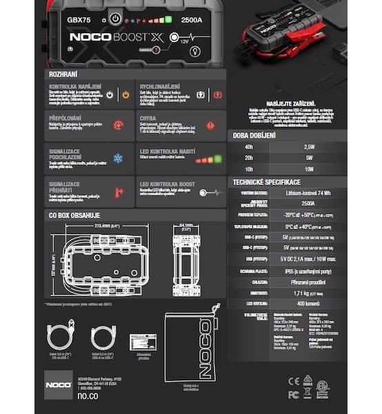 STARTOVACÍ ZDROJ NOCO GENIUS BOOST GBX75 12V 2500A