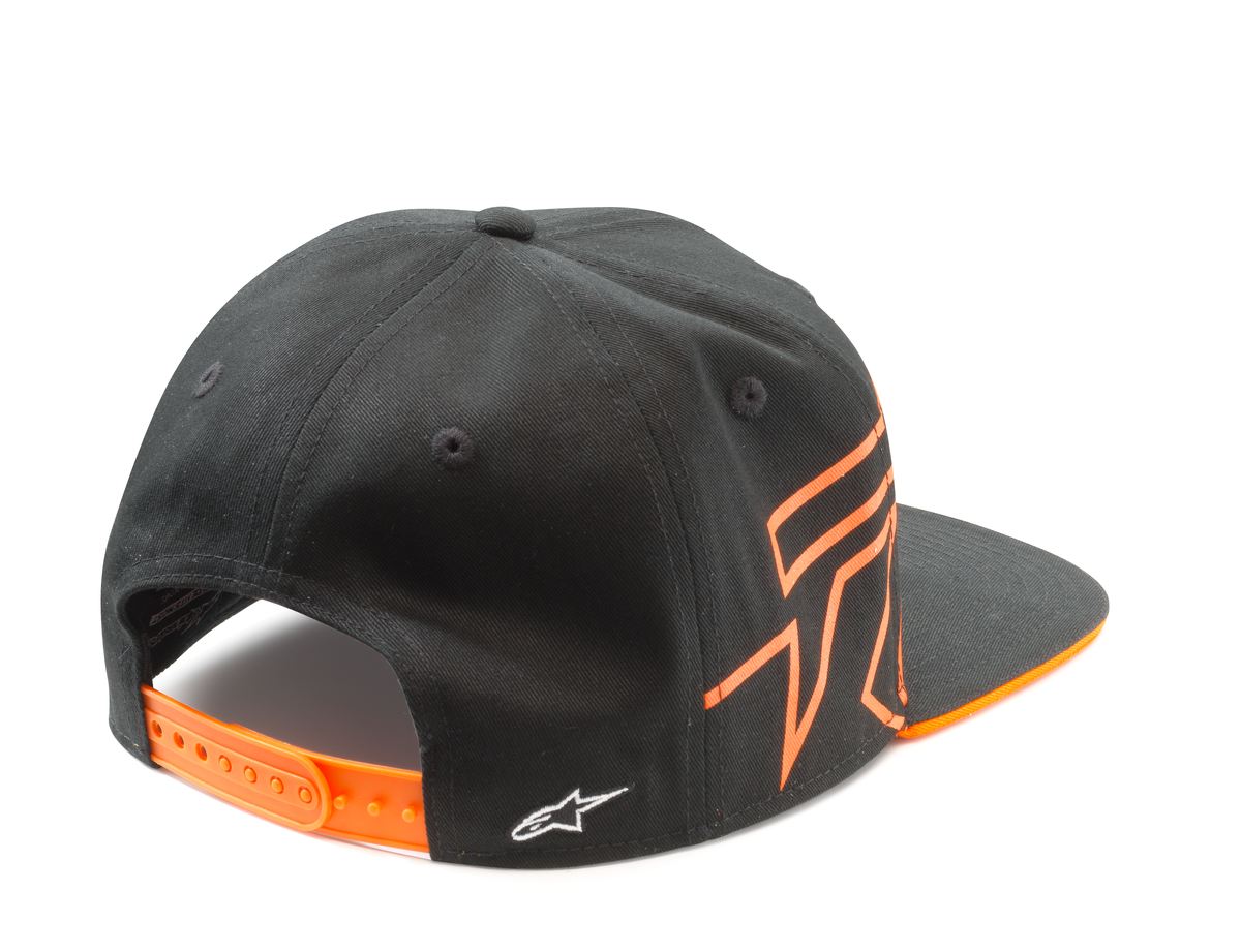 Pánská kšiltovka / čepice KTM TEAM FLAT CAP OS ČERNÁ/ORANŽOVÁ, rovný kšilt