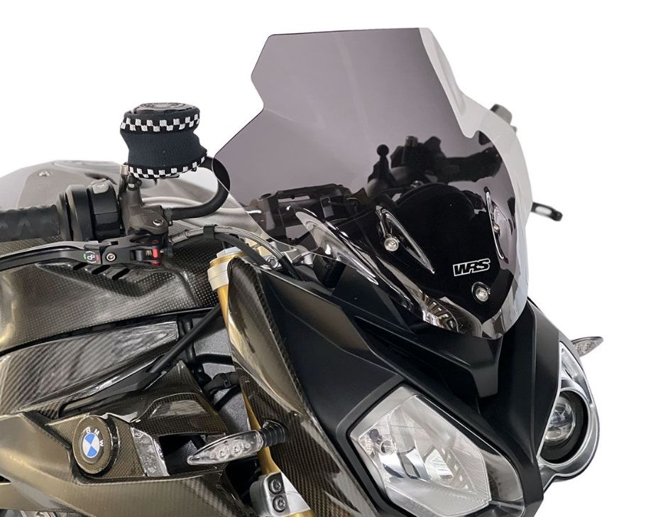Plexi motocyklu WRS pro BMW S 1000 R 2014-2020 verze touring, barva tmavý kouř, výška 35 cm 