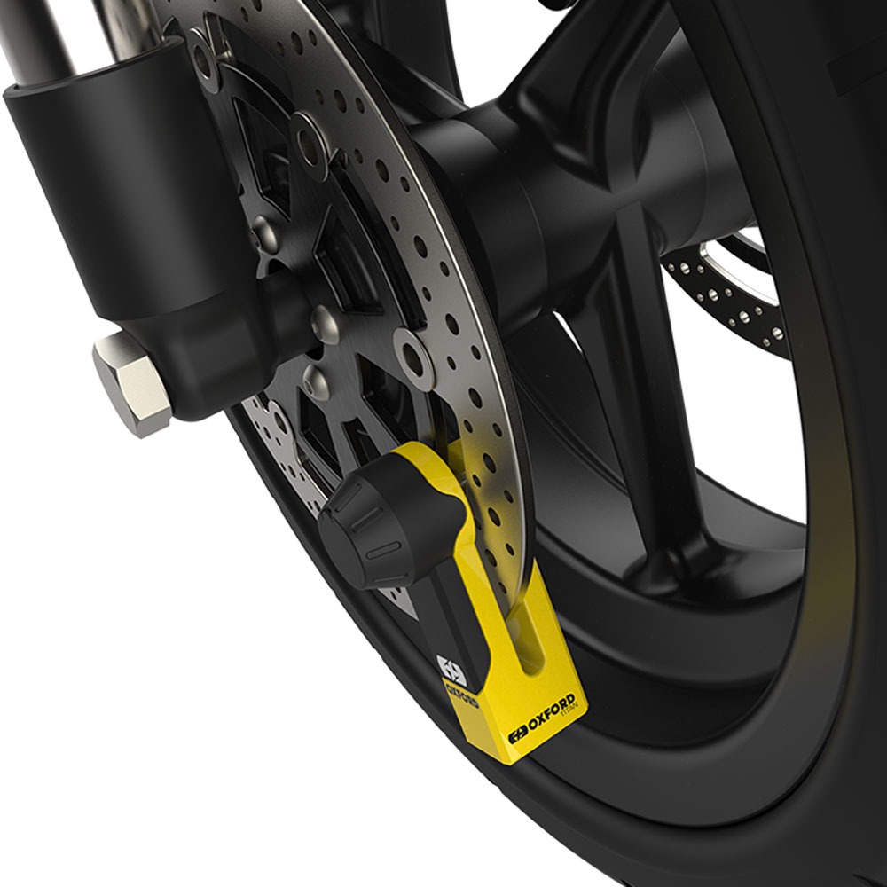 Zámek kotoučové brzdy OXFORD TITAN průměr čepu 10 mm, žlutý