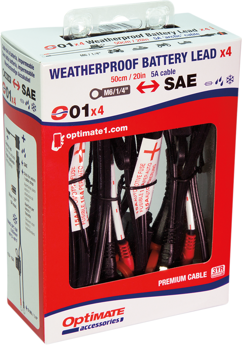 Rychlospojkový permanentní kabel pro auto/lodní baterie TECMATE OPTIMATE CORD O1 4PACK 1/4 RNG typ O1X4