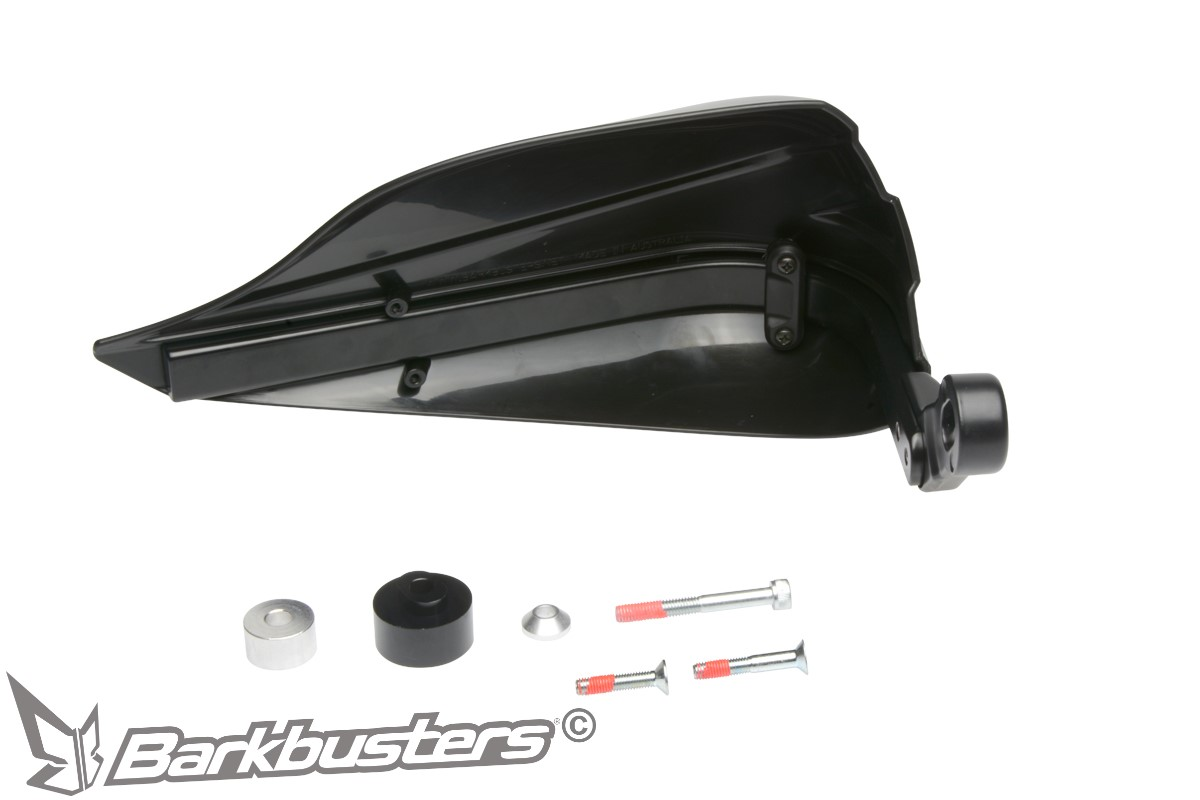 Sada motocyklových krytů páček s výztuhou BARKBUSTERS HANDGUARDS STORM SINGLE POINT BAR END MOUNT černé, pár, pro řídítka s vnitřním závitem 6 mm nebo 8 mm