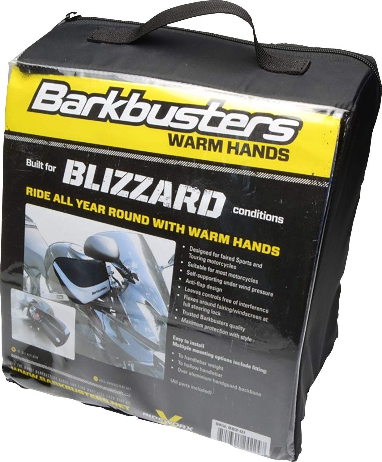 Ochranné návleky proti nepříznivému počasí na řidítka motocyklu BARKBUSTERS HANDGUARD BBZ černá/šedá - pár