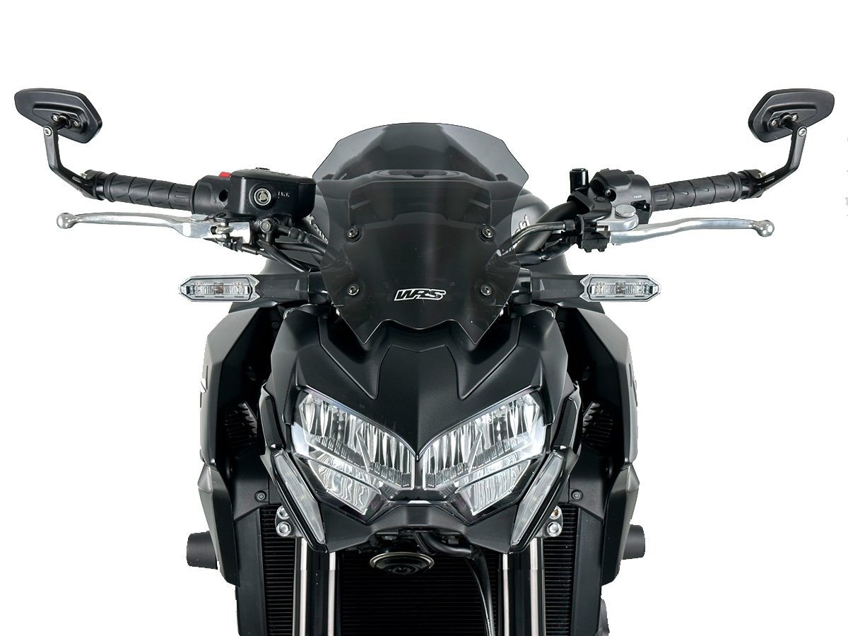 Plexi motocyklu WRS verze SPORT pro motocykly KAWASAKI Z 900 ABS rok 2020-2024, výška 23,5 cm, šíře 28 cm, barva tmavě kouřová